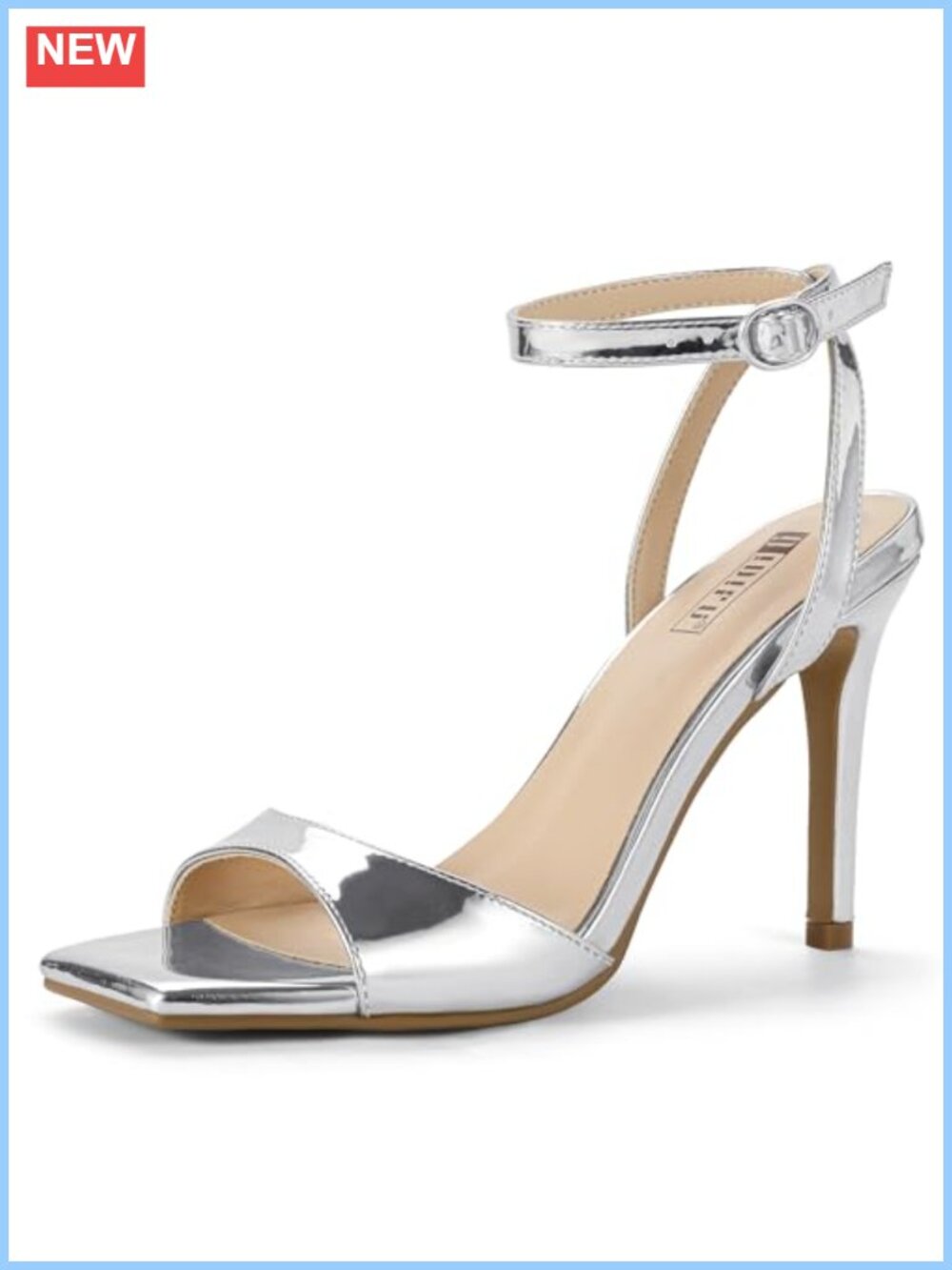 4" Stiletto Heels Square Open Toe Strappy Ankle Strap Dress Sandals Women's